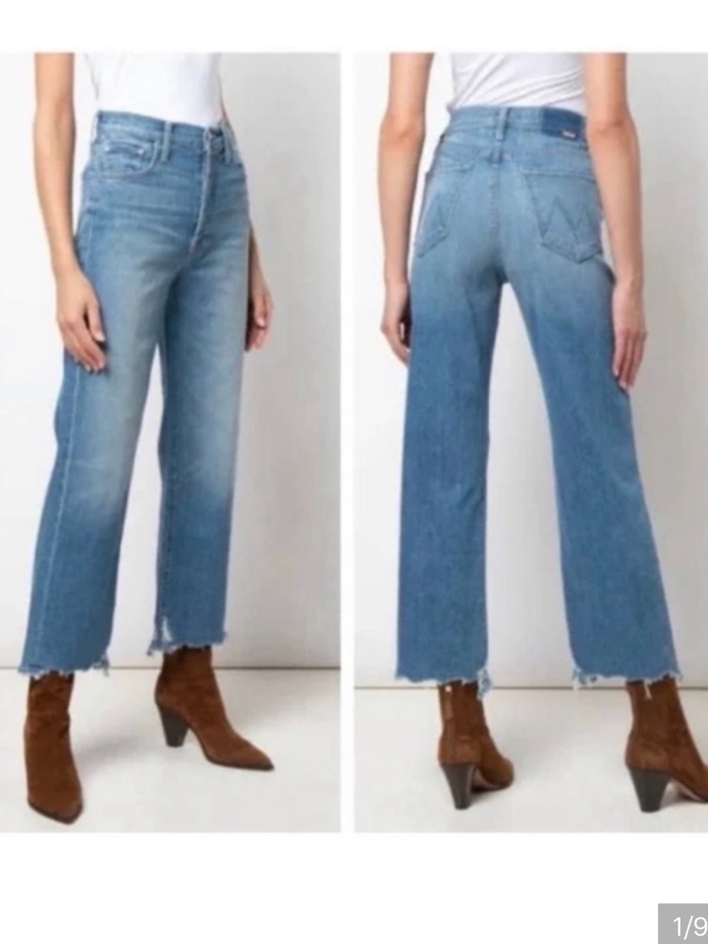 Mother Cropped Straight Ankle Jeans In Light Blue